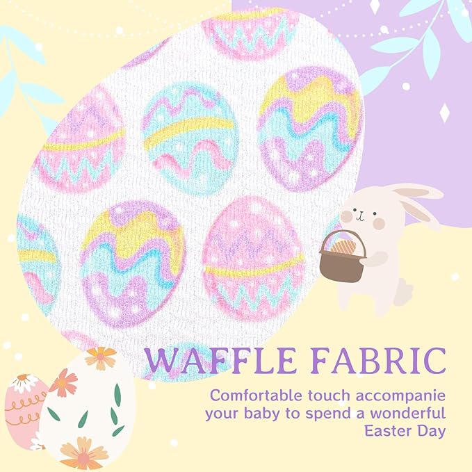YanJie Easter Headbands Bow Purple Pink Egg Carrots Printed Nylon Hairbands Cheer Bows Big Easter Hair Accessories Infant Easter Gifts