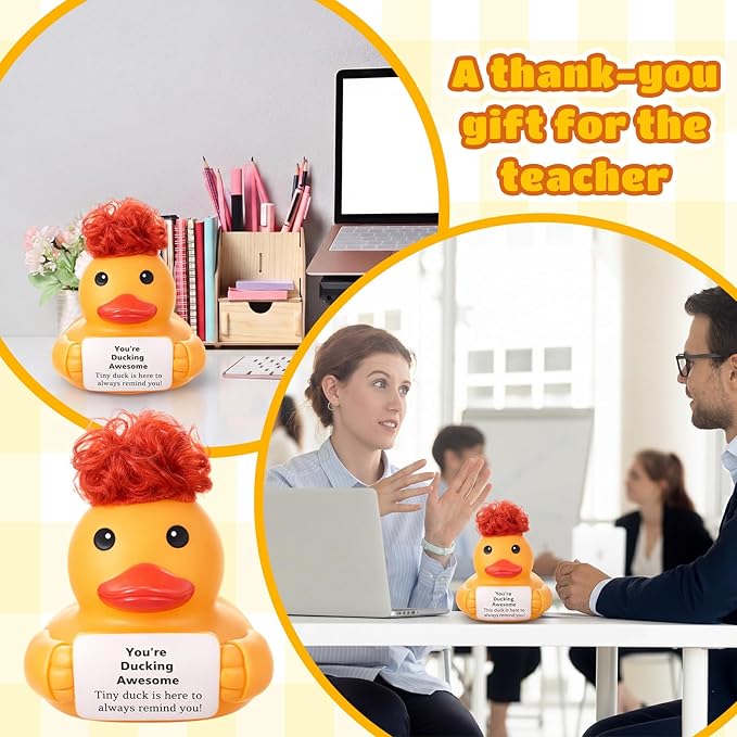 Civaner 7 Inch Emotional Giant Rubber Duck Big Jumbo Positive Yellow Duck Inspirational Gift Large Duckling Toy with Squeaky Sound for Men Coworker Colleges Graduation (Who You are)