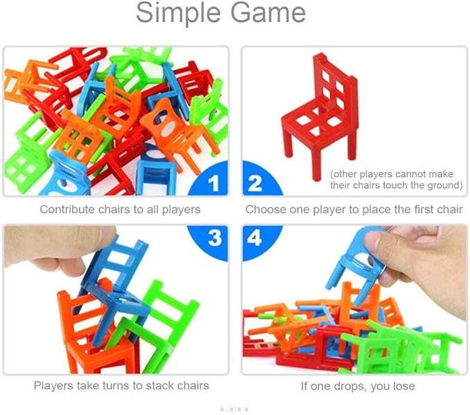 Jenilily Stacking Chairs Game Family Board Balancing Toys Games for Kids (18 Chairs Toys Set)