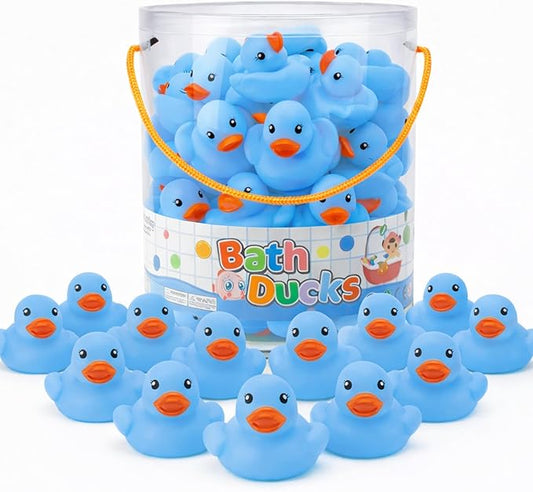 36 Pieces Classic Rubber Duck Bath Toys - No Holes BPA Free Floating Duckies for Boys Baby Shower, Party Favors, Kids Gifts (Blue)