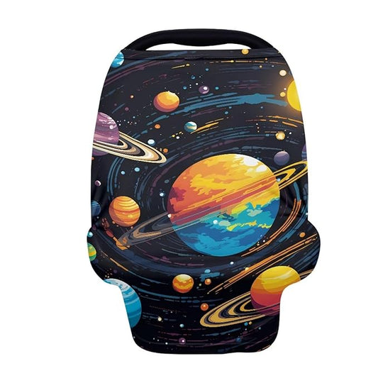 GIFTPUZZ Space Couple Stroller Cover Privacy Nursing Cover Baby Carseat Canopy High Chair Cover Nursery Cover Breastfeeding Scarf for Boys and Girls Light Blanket Shopping Cart Stroller Cover
