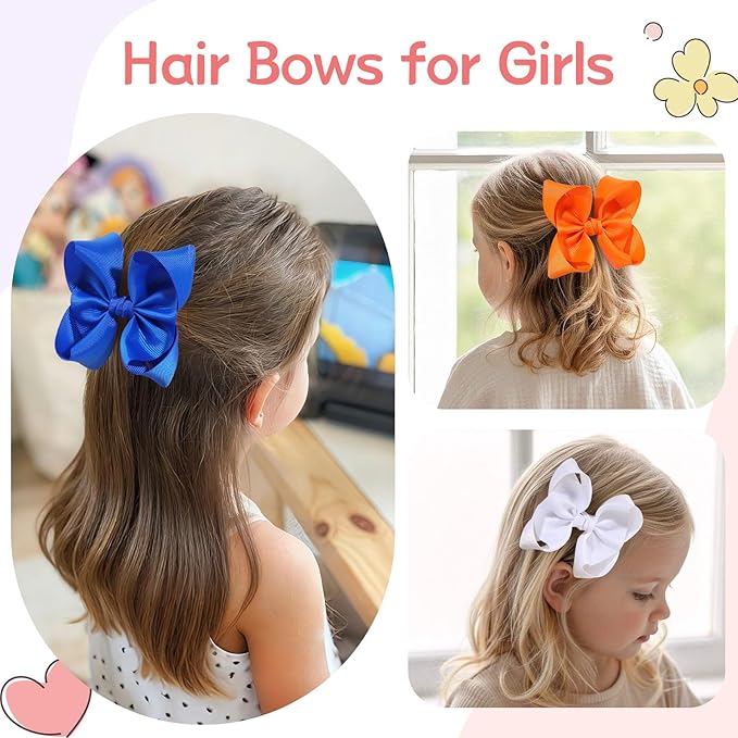 Oaoleer 20PCS 3 Inch Hair Bows for Girls Grosgrain Ribbon Toddler Hair Accessories with Alligator Clips for Toddlers Baby Girls Kids Teens in Pairs
