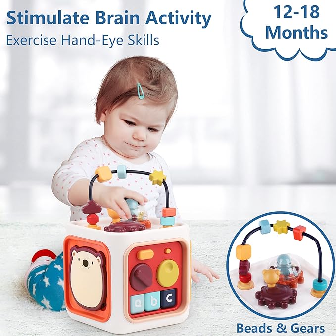iPlay, iLearn Baby Learning Activity Cube, Montessori Sensory Toys for Toddlers 1-3, Infant Educational Busy Center, Travel Carseat Toy, Birthday Gifts for 6 9 12 18 Month, 1 2 3 Year Old Boys Girls