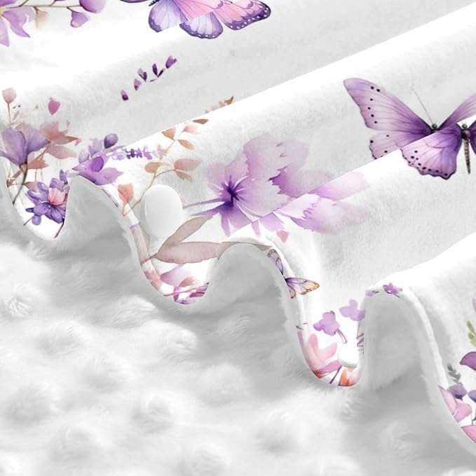 Personalized Baby Car Seat Canopy with Name – Custom Butterfly Purple Minky Nursing Cover for Girls, Soft Stroller Cover for Infants & Newborns, Carseat Canopy for Breastfeeding