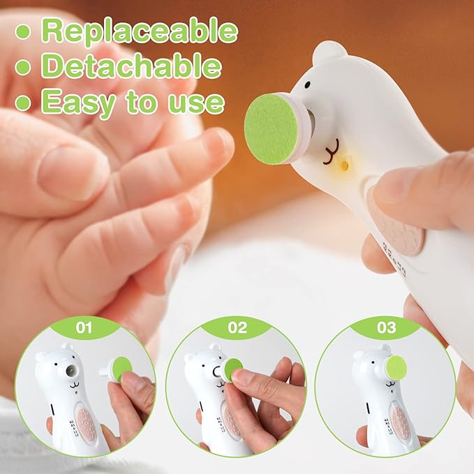 haakaa Electric Nail Trimmer Replacement Pads Baby Nail Trimmer Heads Compatible with All haakaa Nail Trimmers, Suitable for 6-12months, Green