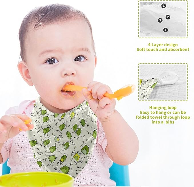 vvfelixl Baby Cotton Washcloths Funny Frogs Infants Bath Towel for Unisex Face Towels for Newborn, Natural Baby Wipes Delicate Skin, 11.8 X 11.8 inch, one sizex3