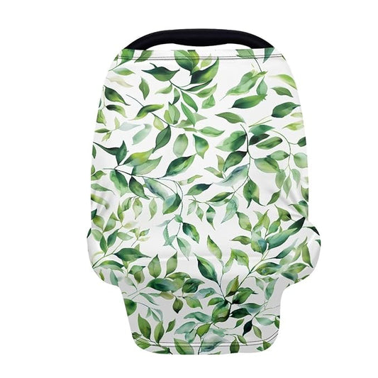 LedBack Green Leaf Stretchy Car Seat Cover for Babies,Nursing Cover Breastfeeding Cover,Soft Breathable Baby Carseat Canopy Nursing Breastfeeding Cover