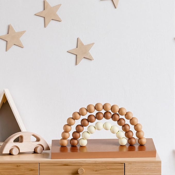 Arrowbash Cute Rainbow Girls Room Decoration 8.66 x 5 Inch Standability Pastel Kids Nursery Playroom Kids Bedroom Decor Bookshelf Wooden Rainbow Decor (Boho)