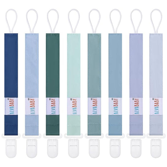 ALVABABY Baby Pacifier Clips Paci Universal Holder Leash Pacifier Clip Binky Holder for Teether Soothie 8 Pack 8DP06A