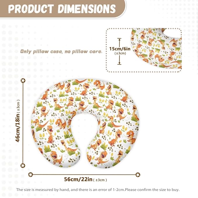 Dinosaur Animal Pattern 2 Piece Baby Car Seat Canopy with Nursing Pillowcase Covers for Breastfeeding Infant Carrier Carseat All Season Cover for Newborn Girls Boys