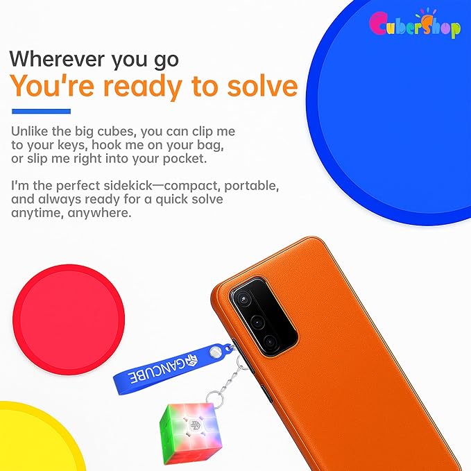 CuberShop GAN 330 Mini Keychain Speed Cube (10th Anniversary Special Version), GAN Cube 3X3 Tiny Collectibles Key Rings Cute Cube Pocket Size GAN330 Keychaincube 10 Anniv