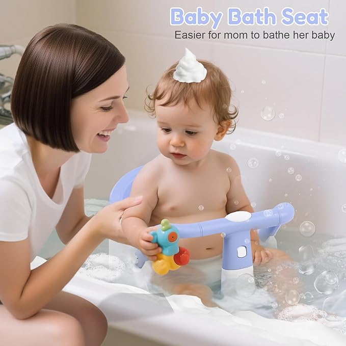 Baby Bath Seat for Babies 6 Months & Up Sitting Up, Non-Slip Baby Bath Chair with Suction Cup, Safe and Comfortable Portable Infant Bath Seat for Bathroom, Bathtub Tub, Easy to Clean (Blue)