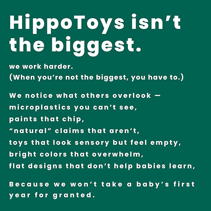 HippoToys Handcrafted Wooden Baby Rattle | Natural Teething Toy | Montessori Sensory Developmental Toy | Non-Toxic Organic Baby Toy | Newborn Infant Baby Boy Girl Gift 0-12 Months