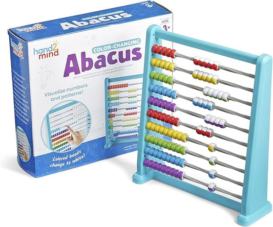 Hand2Mind Color Changing Plastic Abacus, Abacus for Kids, Math Manipulatives, Counting Rack, Educational Toys for Elementary Kids (Set of 1)