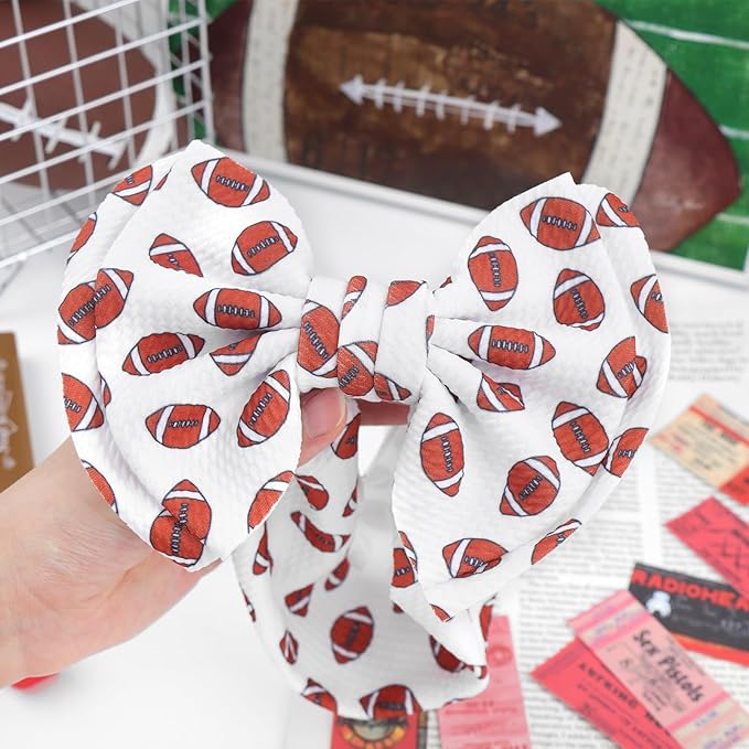 Football Baby Bow Headbands for Girls Super Bowl Infants Hair Accessories Toddlers Outfits for Sports Parties Baby Girl Football Outfit