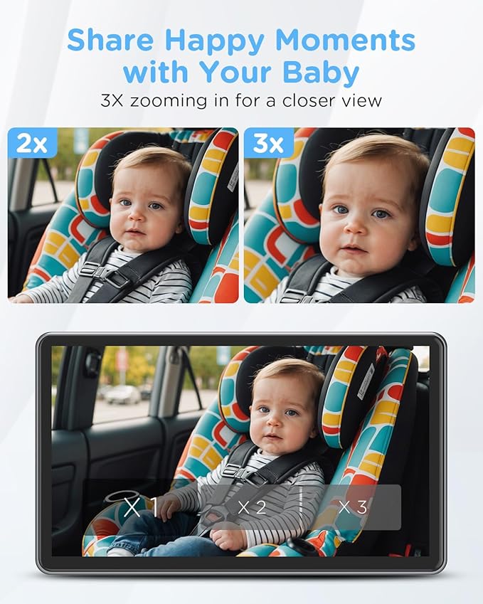 7" Touchscreen Baby Car Mirror, Baby Car Camera HD 1440P, View Infant in Rear Facing Seat with 150°Wide Angle, Night Vision, Easy Setup