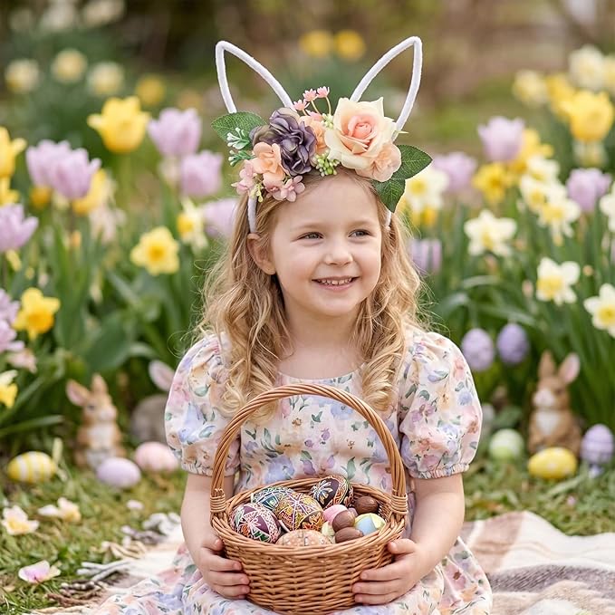 Children Easter Bunny Ears Headband Long Ear Hairband for Baby Girls Infant Toddlers Kids