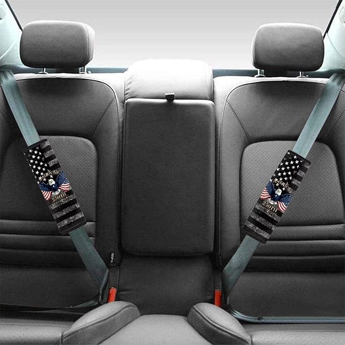 AFPANQZ 2 Pack Car Seat Belt Covers for Adults Safety Seatbelt Pad Cushion Eagle 250 Years Universal for Most Car Laptop Backpack Luggage Bag Straps Pads