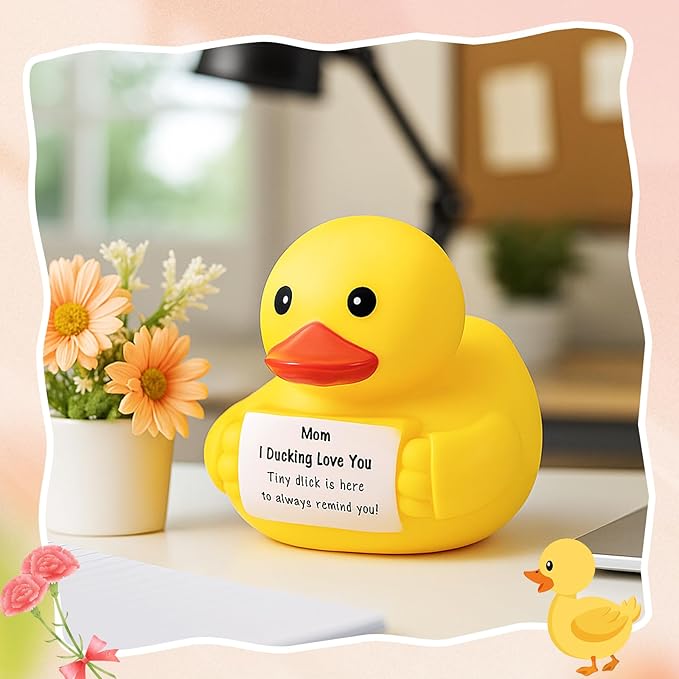 Civaner 7 Inch Emotional Giant Rubber Duck Big Jumbo Positive Yellow Duck Inspirational Gift Large Duckling Toy with Squeaky Sound for Men Coworker Colleges Graduation(Moms Gifts)