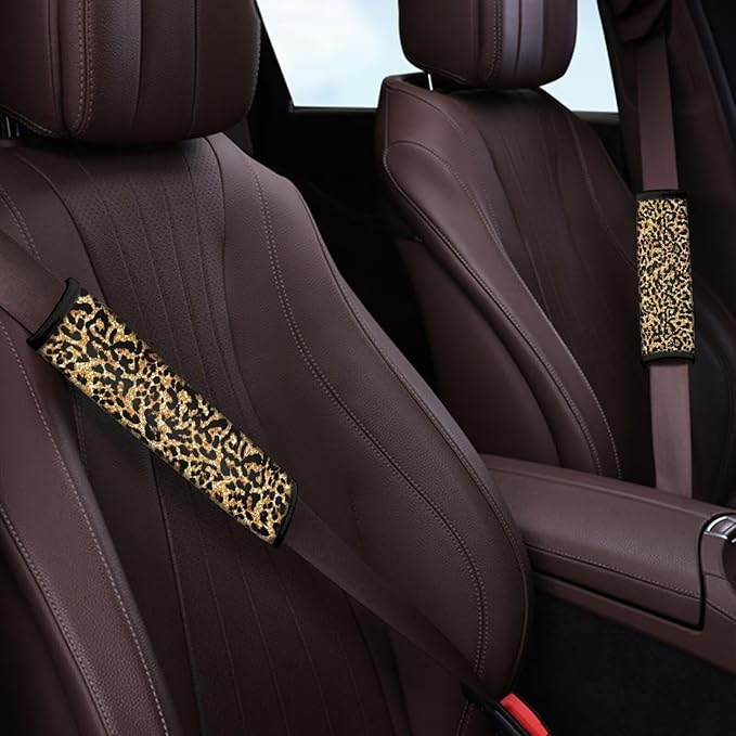 Seat Belt Cover Pad for Kids 2 Pack Car Seat Shoulder Strap Pads Seat Belt Pad Cheetah Print Car Accessories Carseat Straps Covers Shoulder Strap Cushion
