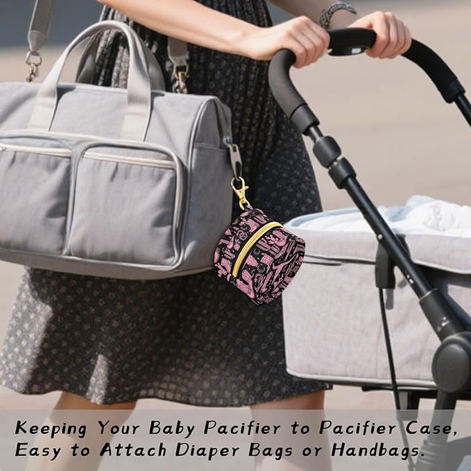 Western Cowboy Cactus Black Print Pacifier Holder Case for Diaper Bag Portable Travel Pacifier Storage Case with Clip Newborn Baby Pouch for Baby Boys Girls Purse Outdoor