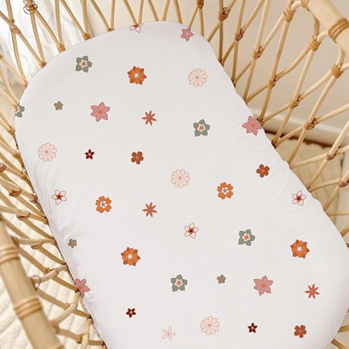 Muslin Baby Lounger Cover, Soft Breathable Newborn Lounger Pillow Cover for Boys Girls Infant (Flower-B)