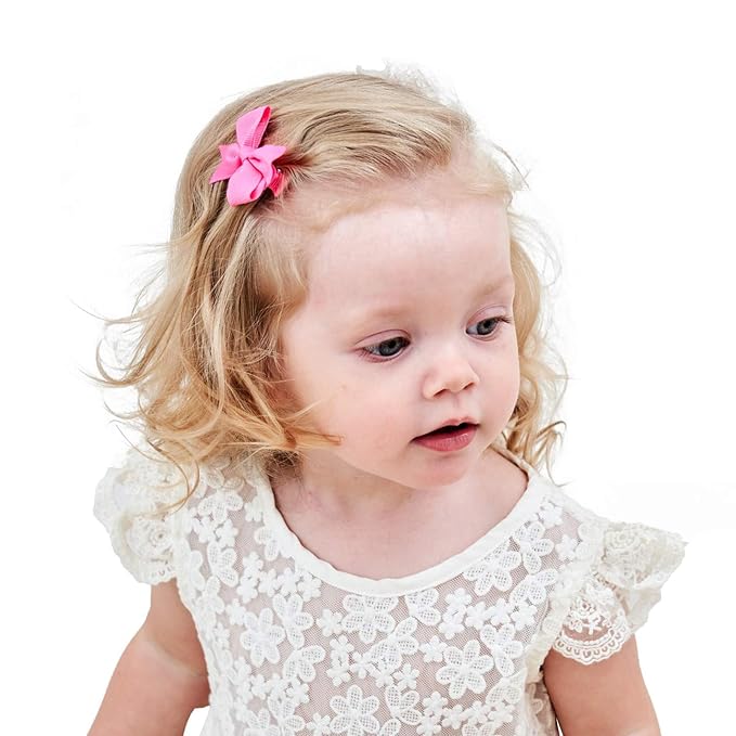 Baby Hair Clips for Girls 50PCS - 2" Girls Fully Lined Bows Hair Pins Tiny Hair Bows Alligator Clips for Baby Girls Infants Toddlers in Pairs