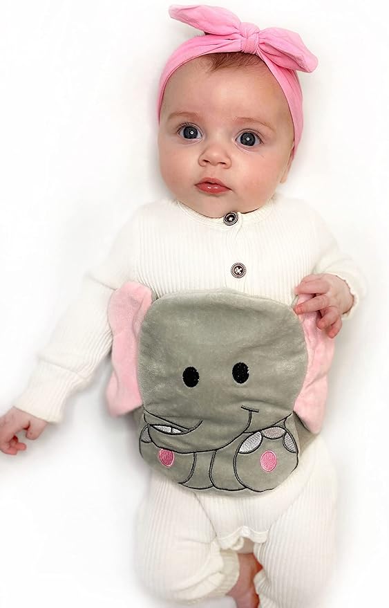 Baby Colic, Gas and Upset Stomach Relief, Baby Heated Tummy Wrap for Newborns - Belly Hugger - Infant Swaddling Belly Belt, Heating Pad with Soothing Warmth for Fussy Infants (Elephant)