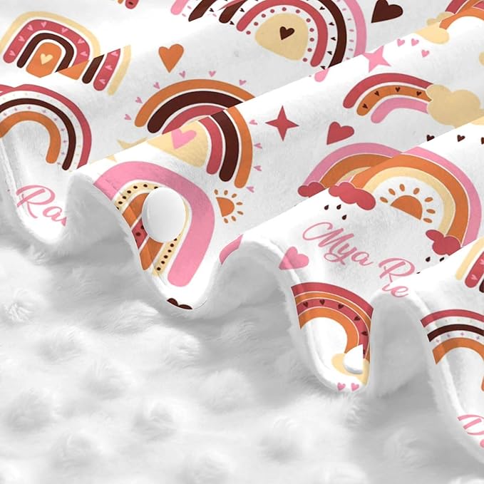 Personalized Baby Car Seat Canopy with Name, Colorful Rainbow Nursing Cover & Infant Car Seat Canopy, Shower Gift for Newborn Baby Girls