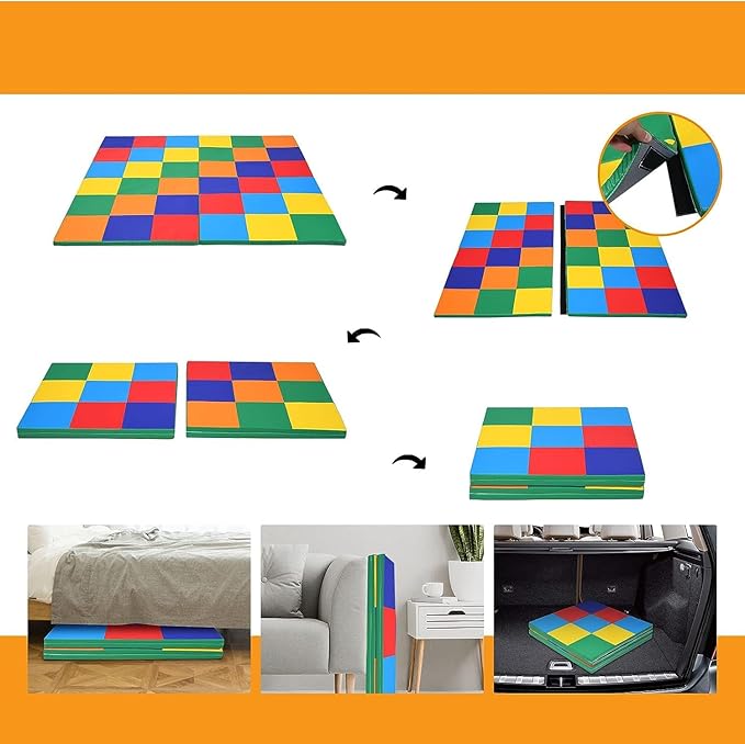 Fireflowery Baby Play Mats for Floor, Waterproof & Tummy Time Mat, 58 x58 Extra Large Play Mat for Playpen, Non Slip Thick Foam Foldable Crawling Mat, Baby Activity Mat for Infants, Toddlers