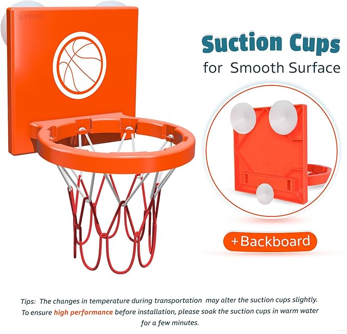 MARPPY Bath Toys - Bathtub Basketball Hoop for Toddlers Kids | Suction Cups Baby Mini Basketball Hoop with 4 Soft Balls | Fun Bath Toy for Boys and Girls