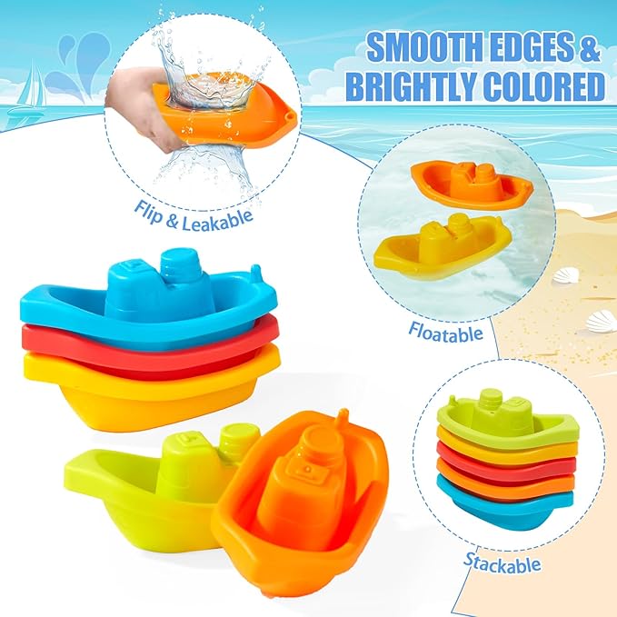 AMCHSURI Baby Bath Toys for Kids Ages 1-3 Mold Free Bath Toys for Toddler 2-4 Bathtub Sand Beach Pool Water Toys with Tub Toys for Babies 12 18 Months, 11Pack