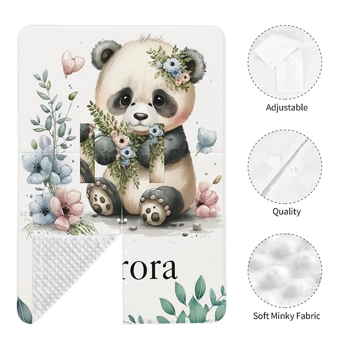 Personalized Winter Carseat Cover for Baby Custom Name Car Seat Canopy for Newborn Baby Boys Girls 2 in 1 Mom Nursing Breastfeeding Covers Panda Minky Baby Carrier Stroller Covers