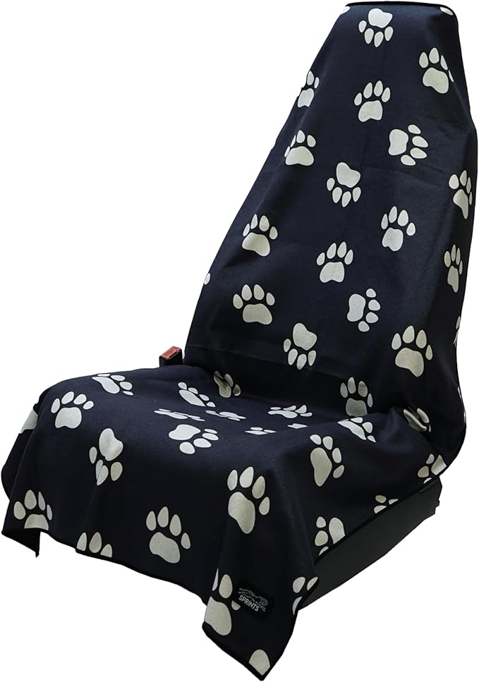 Sprints Athletic Running Towel, Full-Sized, Car Seat Cover - Performance Microfiber (Paw Prints & PR's)