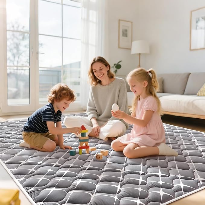 Baby Play Mat - 79" X 71",Premium Thicker Foam One-Piece Machine Washable, Extra Large Anti-Slip Soft Cushioning Foam Playmats for Babies and Toddlers, Foldable Baby Crawling Mat for Playpen