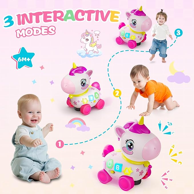 KAISASA Unicorn Toys for 1 Year Old Girl Gifts, Musical Educational Baby Toy 6-12-18 Month, 1st Birthday Gift for 1 Year Old Girl Toys, Bilingual Learning Present for 7 8 9 10 12 Month