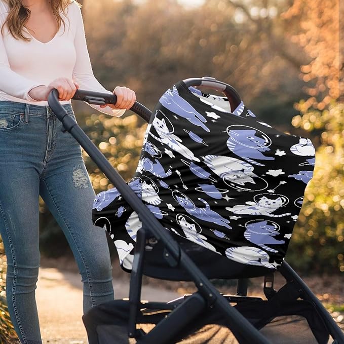 Dinosaur Car Seat Canopy Breastfeeding Cover - Multi Use Baby Stroller and Carseat Cover, All Weather Breastfeeding Covers, Boys and Girls Shower Gifts