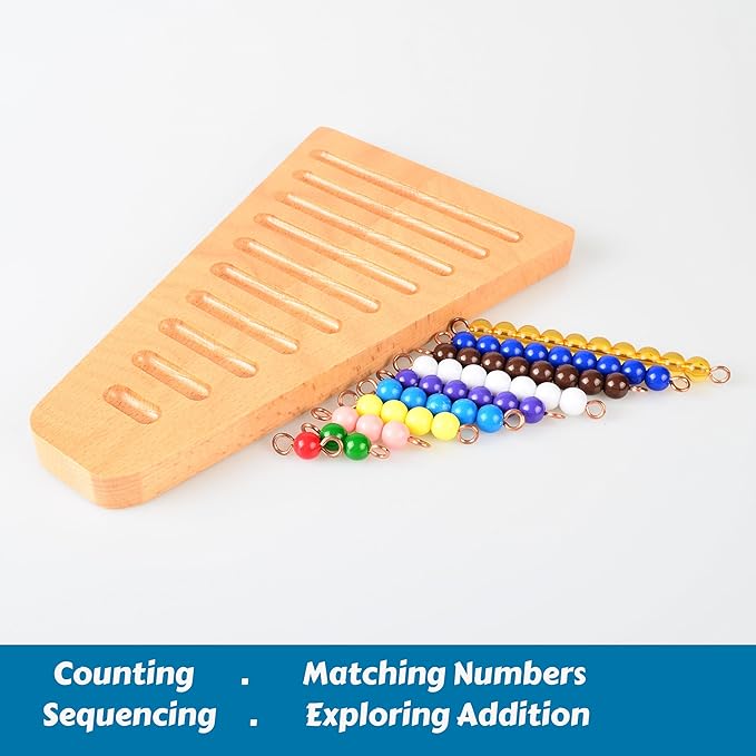 BOHS Montessori Bead Stair Set, 1-10 Counting, with Sorting Tray- Compact Educational Toy for Preschool Learning