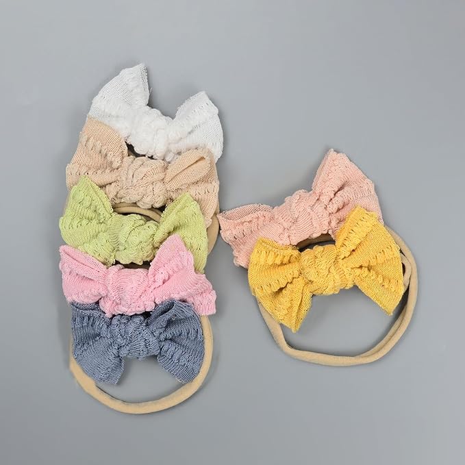 Baby Girl Knitting Hair Bow Headband Nylon Elastic Hair Bands 12Pcs Fall WInter Hair Accessories for Newborn Toddlers (knitted 12pcs)