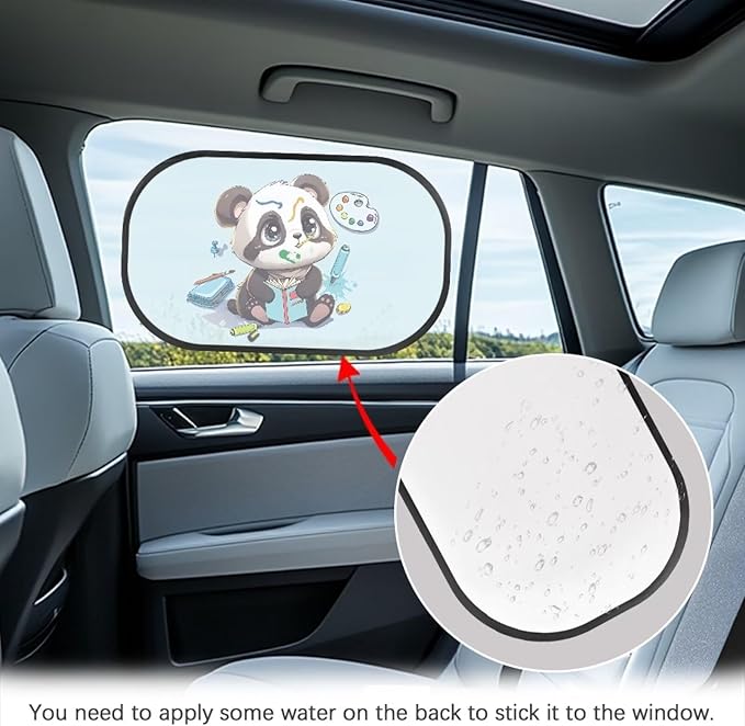 Bulopur Cute Panda Car Window Covers 2 Pack Car Shades Back Windows Baby UV Protection Breathable Window Shade Baby in Car Universal Car Interior Accessories Car Sun Shade