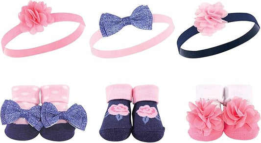 Hudson Baby Girl's Headband and Socks Giftset