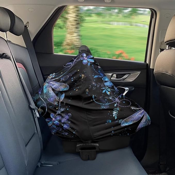AFPANQZ Dragonfly Nursing Cover Breastfeeding Covers Stretchy Babies Car Seat Cover Gender Neutral Soft Breathable Infant Carseat Canopy Shopping Cart Stroller Canopy for Baby