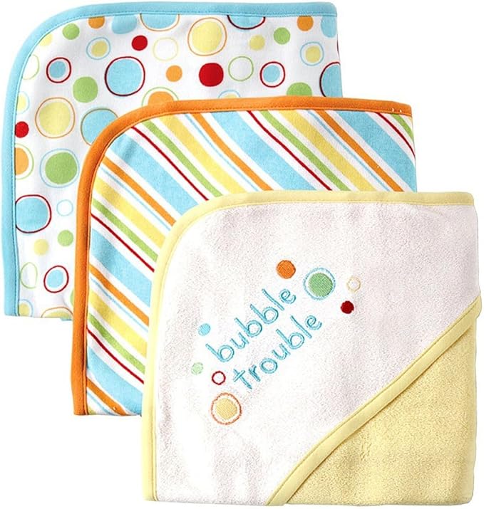 Luvable Friends Unisex Baby Cotton Terry Hooded Towels, Yellow, One Size
