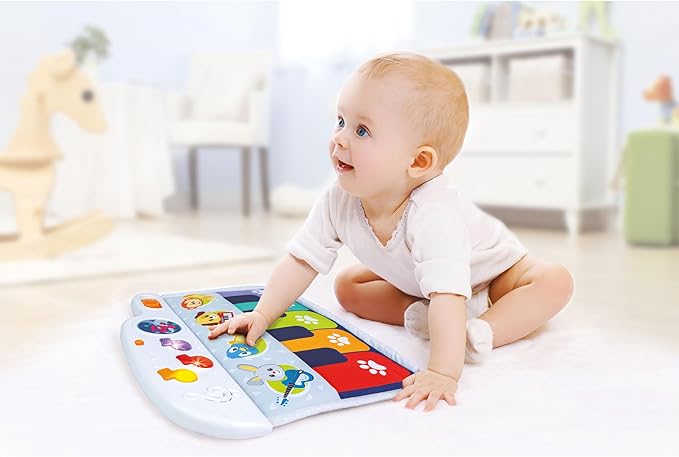 Winfun Animal Friends Infant Soft Crib Piano Musical Toy for Newborns (0+ Months) 3 Play Modes, 5 Colorful Keys & Animal Sounds, Tummy Time & Sit-Up Play, Promotes Sensory & Cognitive Development