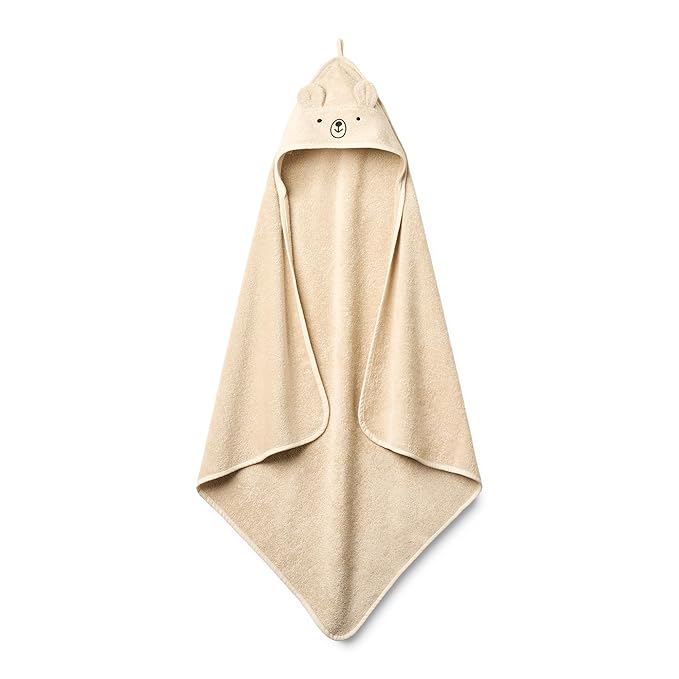 Hooded Baby Towel - 100% Organic Cotton Baby Bath Towels – Baby Towels, Baby Bath Towels for Baby Boy, Baby Girl, 32" x 32" Super-Soft and Absorbent Baby Towels for Newborn (Bear - Fog)