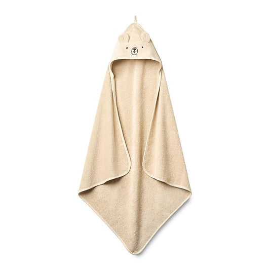 Hooded Baby Towel - 100% Organic Cotton Baby Bath Towels – Baby Towels, Baby Bath Towels for Baby Boy, Baby Girl, 32" x 32" Super-Soft and Absorbent Baby Towels for Newborn (Bear - Fog)