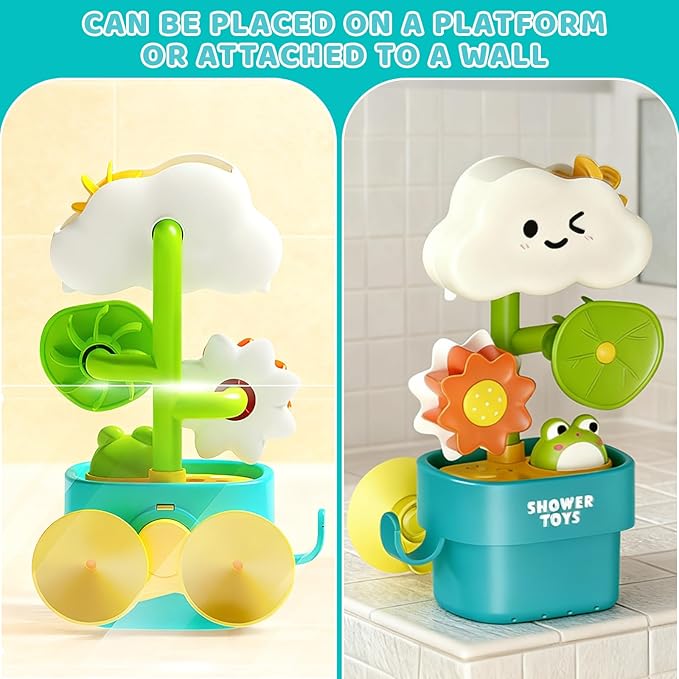 Sitodier Bath Toys for Toddlers 1-3,Baby Waterwheel Bathtub Toy with Suction Cup,Kids Bath Tub Shower Playset,Infant Bathtime Fun Xmas Birthday Gift for 12-18 Months 1 2 3 4 Years Old Baby Girls Boys
