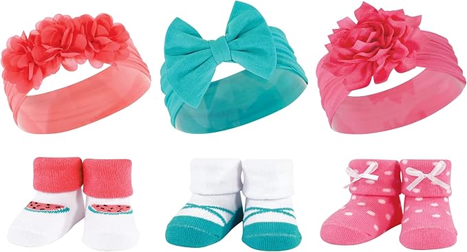 Hudson Baby Girl's Headband and Socks Giftset