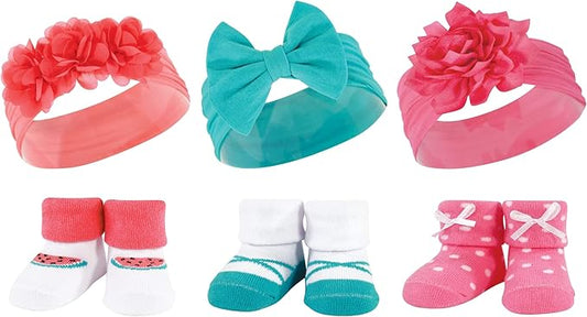 Hudson Baby Girl's Headband and Socks Giftset