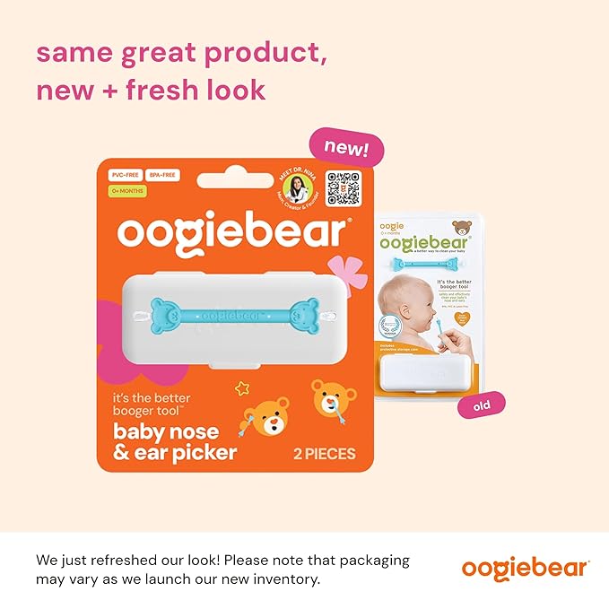 oogiebear: Baby Nose Cleaner & Ear Wax Removal Tool - Safe Booger & Earwax Removal for Newborns, Infants, Toddlers - Dual-Ended - Essential Baby Stuff, Diaper Bag Must-Have, with CASE